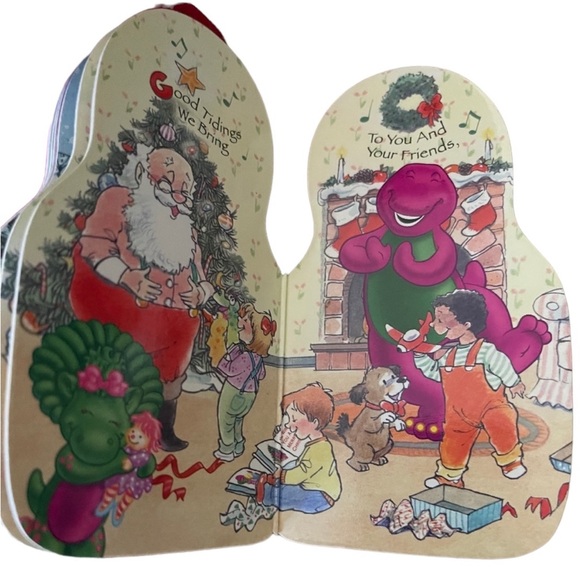 Vintage 1999 Barney as Santa Claus with We Wish You A Merry Christmas Board Book - Picture 13 of 13